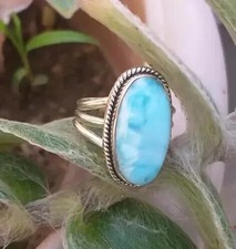 Larimar Ring 925 Sterling Silver Statement Handmade Beautiful Ring All Size C556