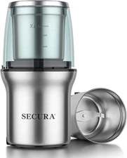 Secura Electric Coffee Grinder And Spice Grinder With 1 Stainless Stee