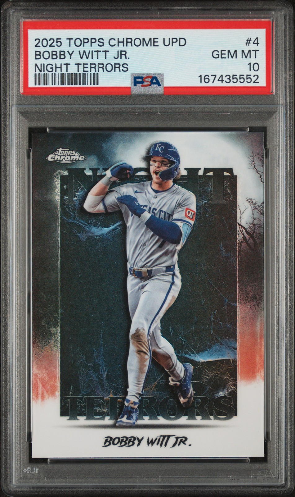 2025 TOPPS CHROME UPDATE NIGHT TERRORS #4 BOBBY WITT JR. PSA 10 view 1