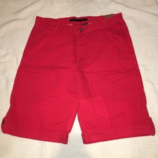 Rocawear Red Colored Americano Denim Shorts with Cuffed Hem 4 Pockets Size 38