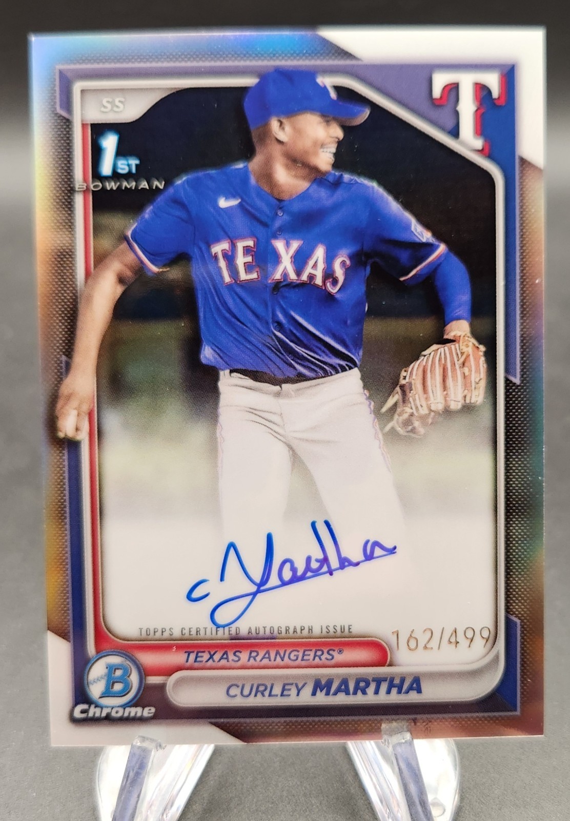 2024 Bowman Chrome Curley Martha Auto Refractor 1st #/499 Rangers
