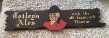 Tetley&rsquo;s Ales Wooden Hanging Pub Sign Plaque "Old Fashioned Flavour"
