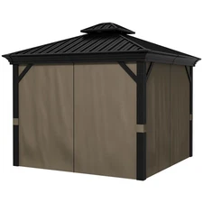 10x10 ft Hardtop Outdoor Gazebo Pavilion with Curtains Nettings for Garden Patio