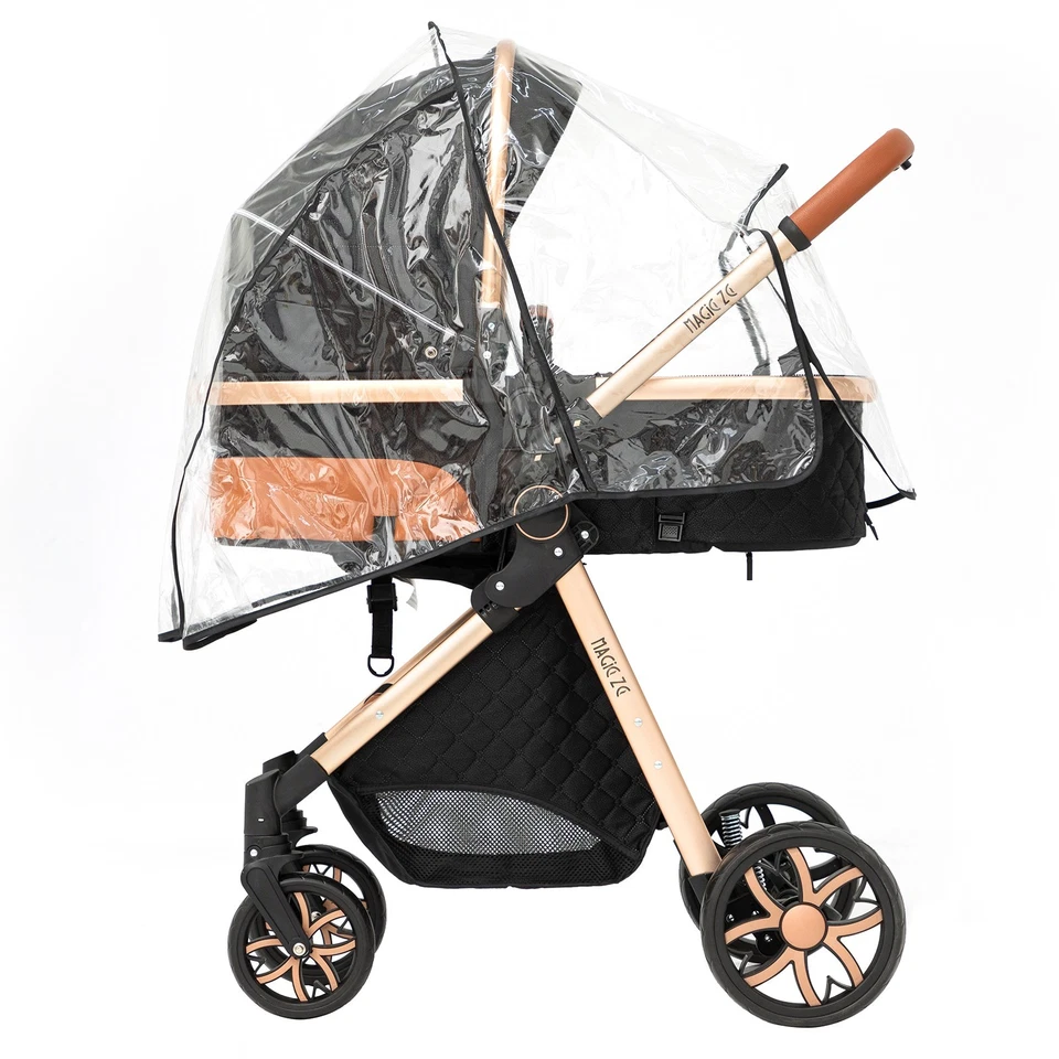 2 in 1 Baby Stroller Convertible Bassinet Pushchair 6 gifts for Newborns Black - Image 3 of 4
