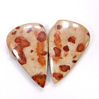 Asteroid Jasper Pair Natural Pear Cabochon Loose Gemstone 22.00Cts.