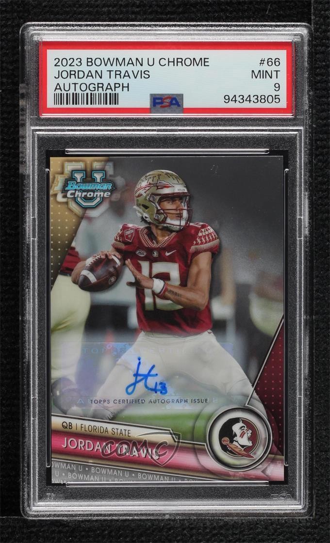 2023 Bowman U Chrome Chrome Prospect Auto Jordan Travis #66 PSA 9 MINT Auto 3hd