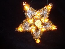 Vintage Sears tree top 11 light silver tinsel star