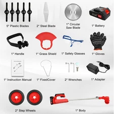 2-in-1 Handheld/Handpush Cordless Weed Trimmer w/Accessory & 2 Batteries Kit
