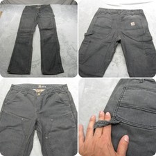 Carhartt Double Knee Pants Women 8 Tall Gray Slim Canvas Work Carpenter 32x32