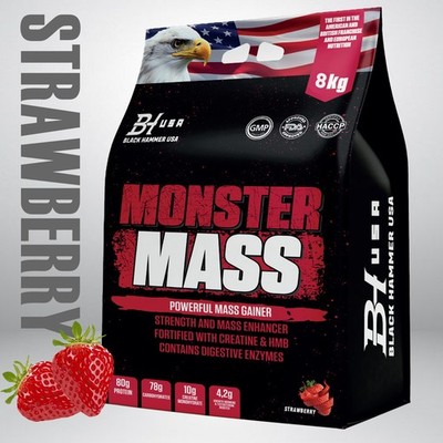 Monster Mass Gainer 4KG/8KG | Muscle Builder, Fitness Shake | Black Hammer USA