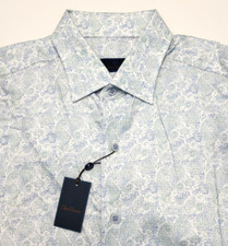165 New DAVID DONAHUE Button Sport Shirt Men's MEDIUM M Blue Green PAISLEY