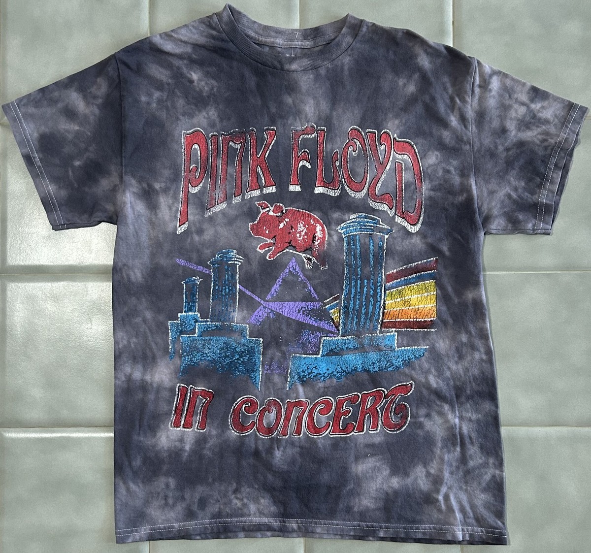 2005 PINK FLOYD/ ANIMALS バンド Tシャツ Pink Floyd Animals In Concert Gray Tie Dye T-Shirt Tee Size