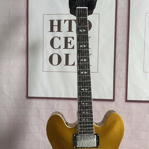 Hot Sale Metallic Gold 335 Semi Hollow Electric Guitar HH Pickups HPL Fretboard - Picture 10 of 10