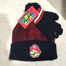 SUPER MARIO nintendo kids warm hat and gloves set boys girls toddler new