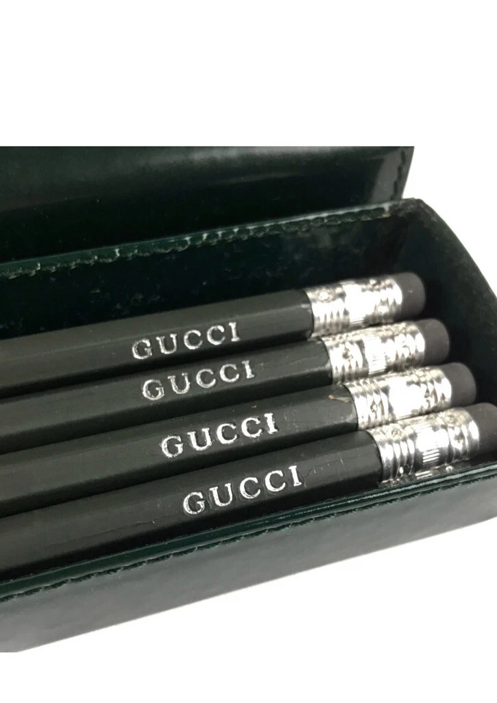 Authentic Gucci Pencil Set with Green Leather Case- Tom Ford Era. Excellent!