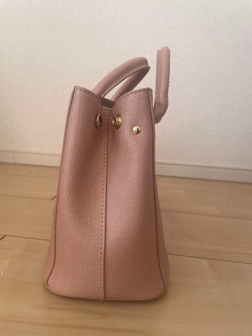 FURLA Pink Leather 2way Crossbody Bag With F Charm Logo