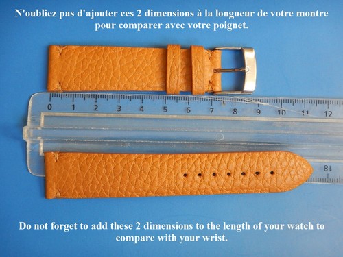 20 MM SOLIDE BRACELET CUIR DE VEAU GRAINÉ ORANGE OU BEIGE 16 MM COTÉ BOUCLE - Photo 18/37