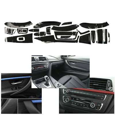 5d Gloss Black Interior Carbon Fiber Decal Sticker Trim For Bmw 3 Series F30 F31 Ebay