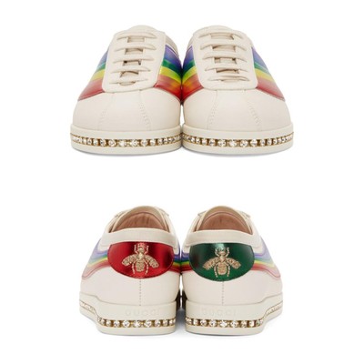 gucci white crystal new ace sneakers