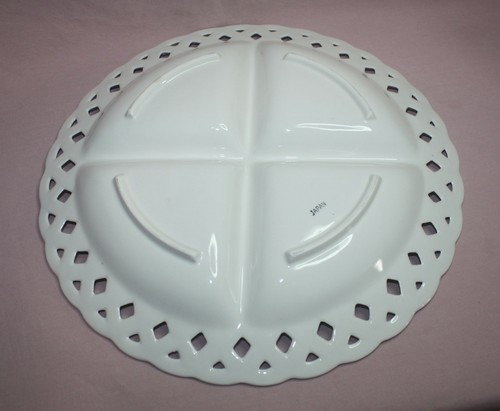 DECORATIVE SERVING PLATTER 12 5/8" SPRING FLOWERS DIVIDED-4  BLUE PINK JAPAN - Imagen 3 de 4