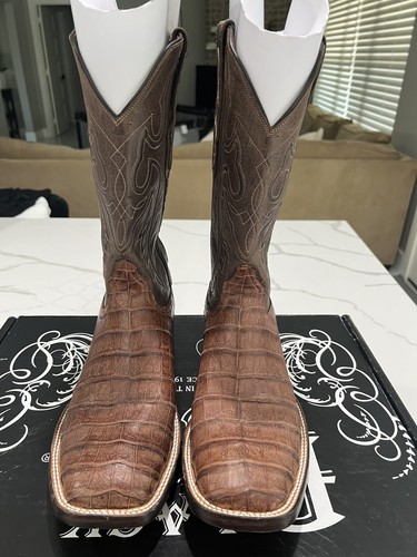 Black jack Caiman crocodile belly boots tan brown sz 9.5 D Lucchese