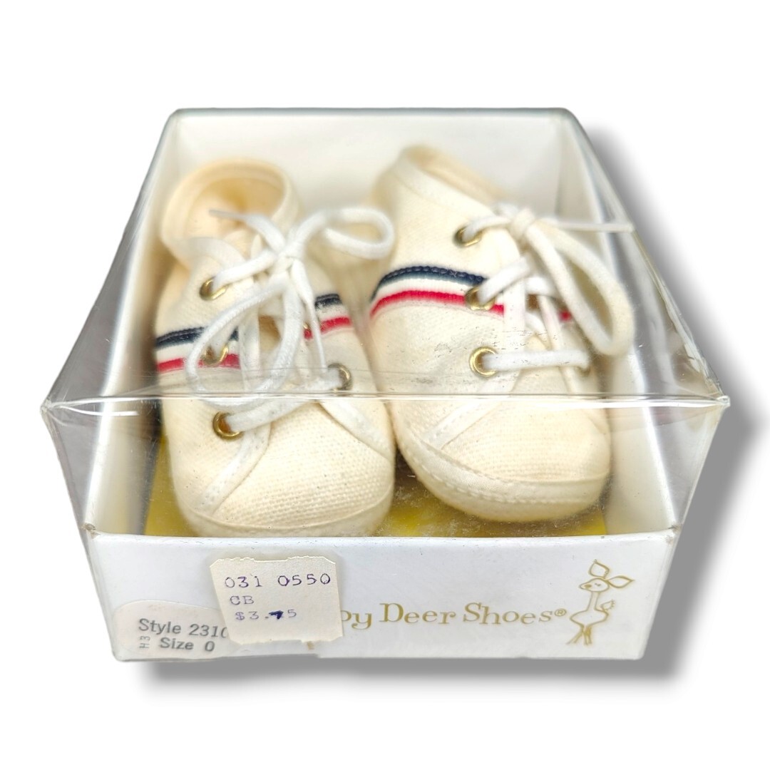 SAOLA Scarpe culla vintage bambino cervo beige blu righe rosse stringate suola morbida taglia 0