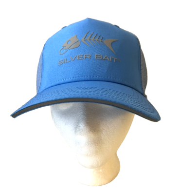 NEW SILVER BAIT BLUE TRUCKER MESH BASEBALL CAP HAT ADULT SNAPBACK