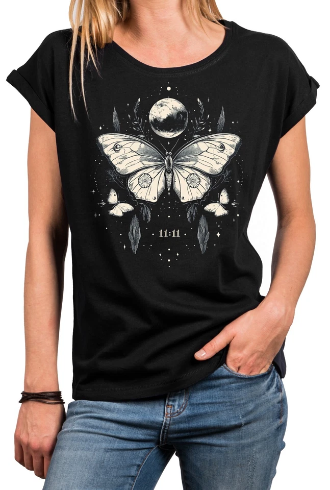 Damen T-Shirt mit Aufdruck Schmetterling Motiv Modisch Sommer Grafik Print Top - Bild 1 von 1