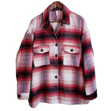 Elan Shacket Linned Long Sleeve Plaid Jacket Large Multicolor New
