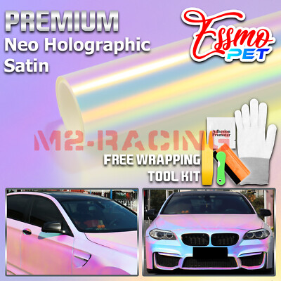ESSMO PET Neo Chrome Holographic Satin White Car Vehicle Vinyl Wrap Decal Film