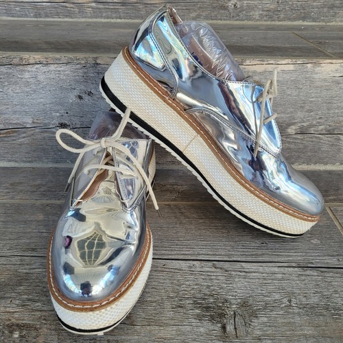Chrome Patent Platform Loafers Shoes 