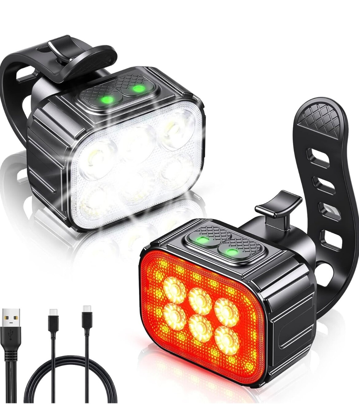 Lumière vélo CIRYCASE anti angle mort avec spot large rechargeable USB taille L