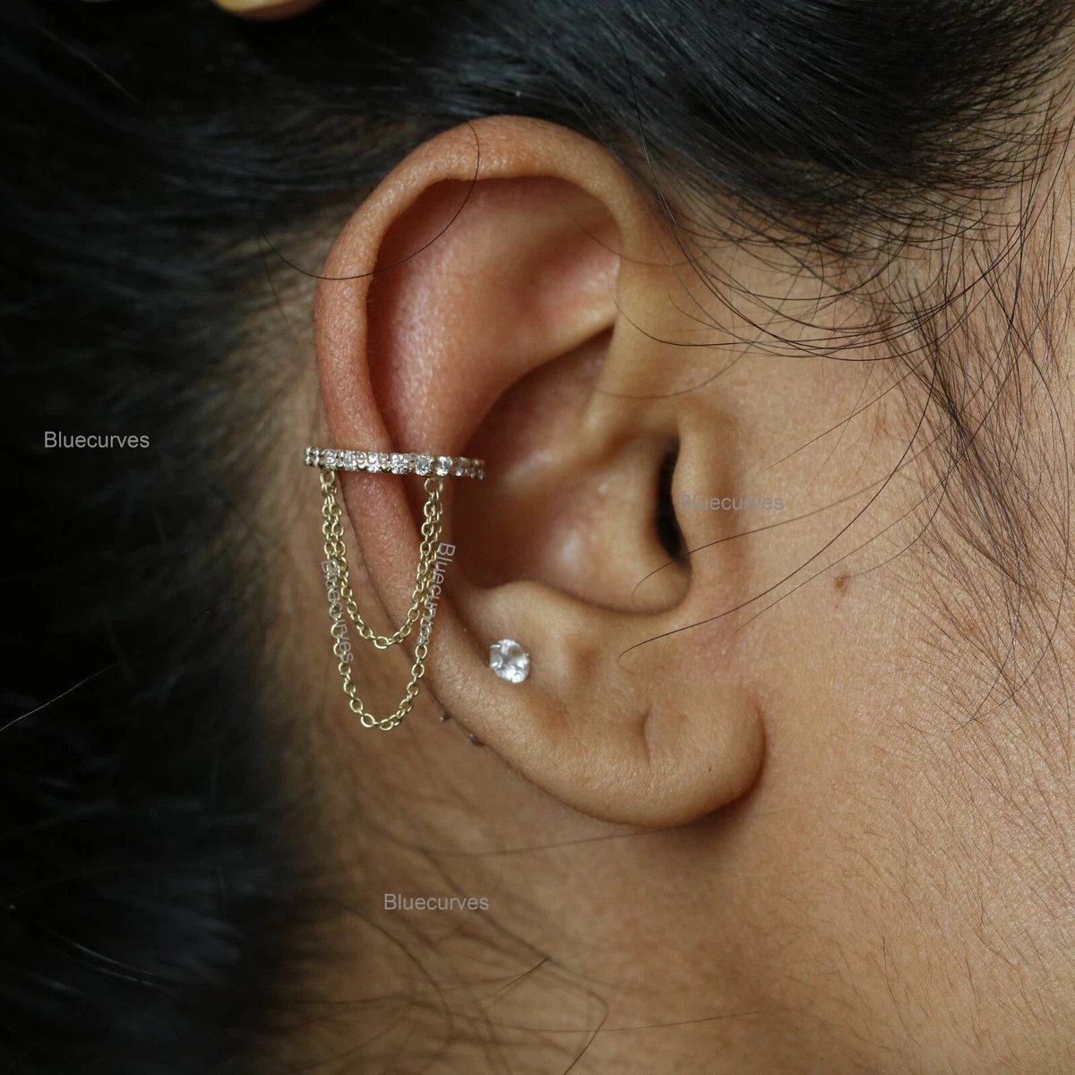 Double chain cuff online earring