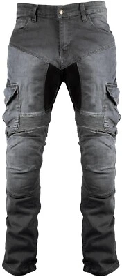 Herren Motorradjeans, Cargo Jeans mit Protektoren, in Grau - Bild 1 von 4