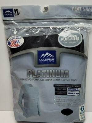 Coldpruf Platinum Women's Perfomance Base Layer Top- Size 2X Black