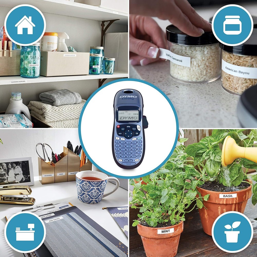 DYMO LetraTag 100H Handheld Label Maker with 3 Label Tapes for Home & Office Organization  