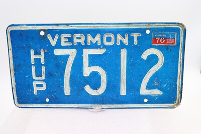 1972 Issued HUP Vermont License Plate 