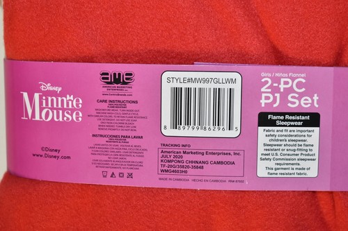 Disney Minnie Mouse Flannel Pajamas Size 6/6X Girl's - Picture 3 of 7