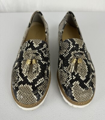 Talbots Size 8Laura Tassel Embossed Loafers Leather Snake Animal Print  Shoes