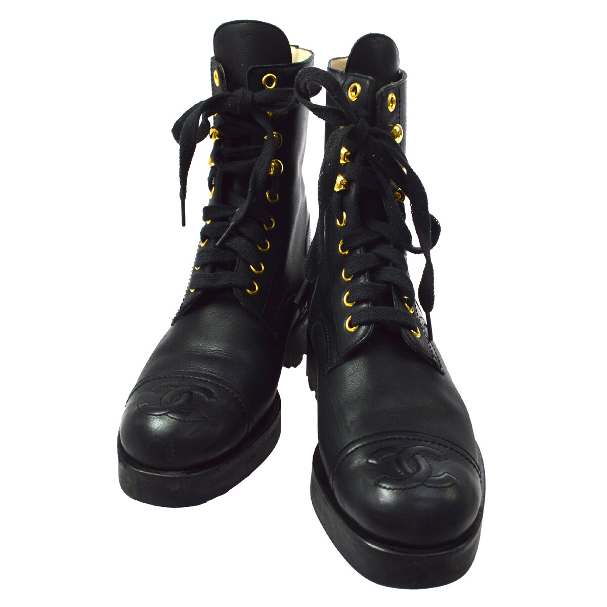 CHANEL CC Logos Medium Boots Shoes 