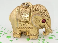 Vintage 60s Max Factor Elephant Tiny Tusker Perfume Creme Solid Compact Pendant
