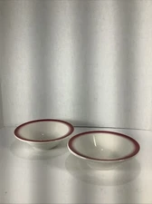 Set Of 2~Homer Laughlin Best China 6.25” Burgundy Airbrush Edge Bowls USA~KC