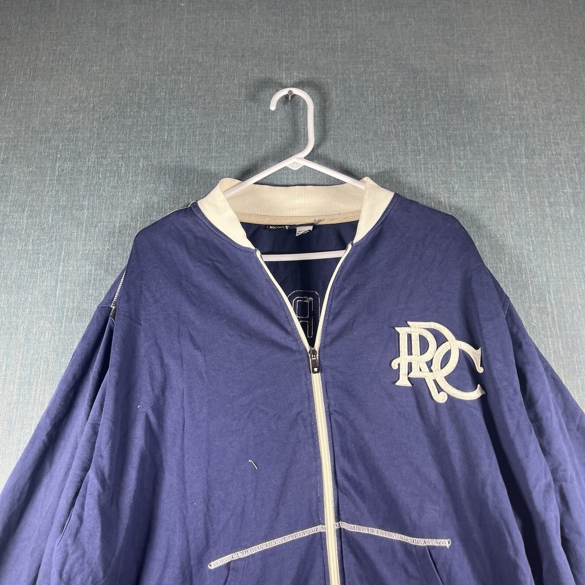 Rocawear Mens Jacket Navy Blue White Long Sleeve Full Zip