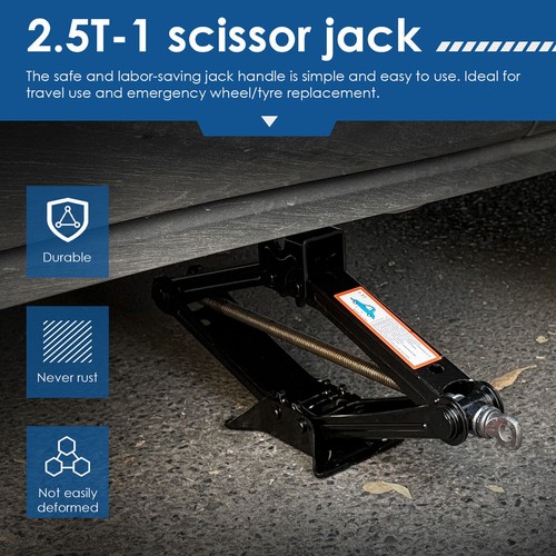 2 Ton,3 Ton Scissor Jack Handle Crank Wheel Lug Wrench Tool Kit Car Garage Tire - Foto 2 di 15