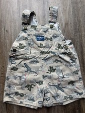 Vintage 90s Oshkosh B'gosh Colorful Boys Reptile Lizard Shortalls 3T Rare AOP