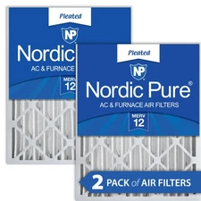 Nordic Pure 16x20x4 (3 5/8) Pleated MERV 12 Air Filters 2 Pack