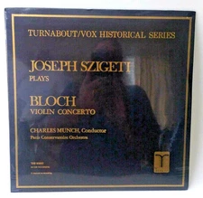 Joseph Szigeti Plays BLOCH Violin Concerto LP Turnabout THS-65007 Paris