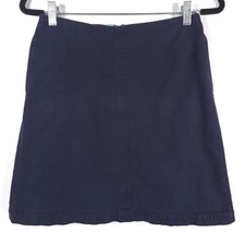 Boden Women  s Mini Skirt Navy Textured Cotton Back Zip A-Line WG528 Size 6R