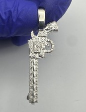 925 Sterling Silver Revolver Gun Pendant 4.8g 1.5” 3D Printed Custom | W224