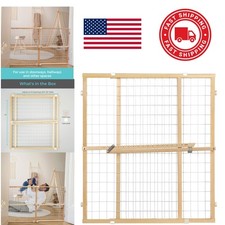Extra Wide Wooden Baby Gate Adjustable 29.5 to 50 Inches Pressure Mounted